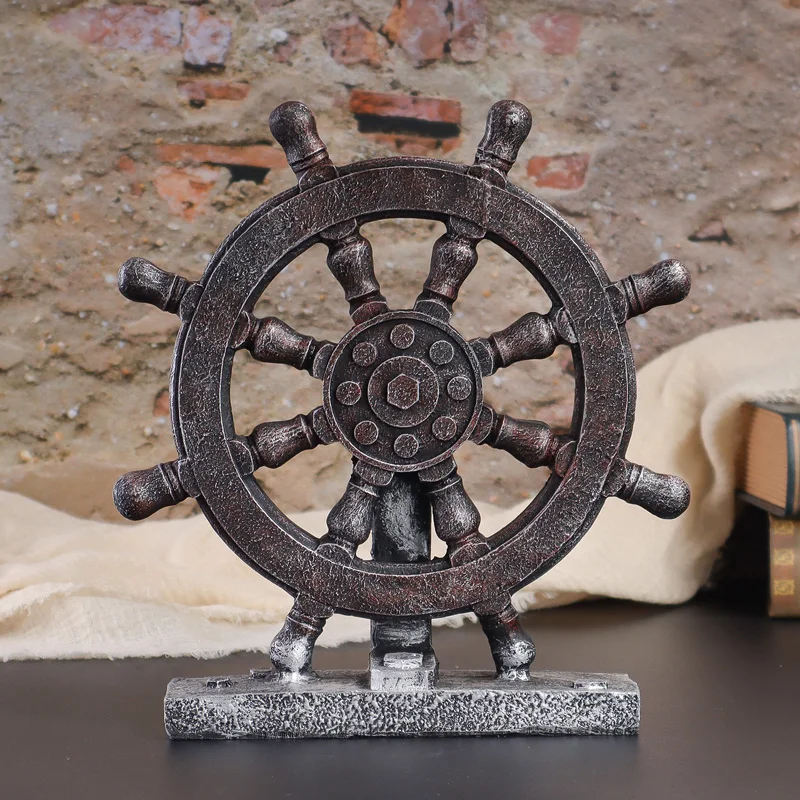 Vintage Style Resin Decorations of Ship Anchors and Wheels, Artistic Craft for Home Decor, Bar, or Coffee Shop Display