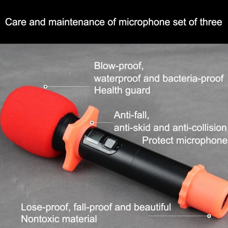 Microphone Anti-Roll Anti Skid Case with Microphone Sponge Cover Set Mic Protection Silicone Ring Bottom Rod Sleeve Holder