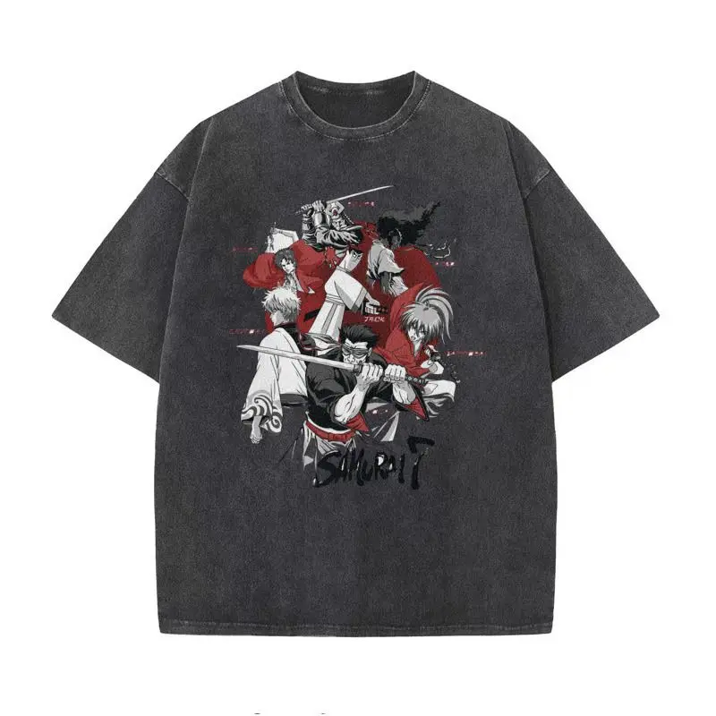 2025 جديد شارع العليا لطيف الطباعة الحقن المباشر غسلها القديمة قصيرة الأكمام الرجال والنساء ريترو نصف كم تي شيرت