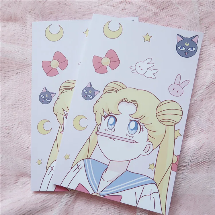 Anime Sailor Moon Tsukino Usagi Transforms into Notebook Anime Girl Figures Notebook Gift Hand Ledger Journal Peripheral Toys