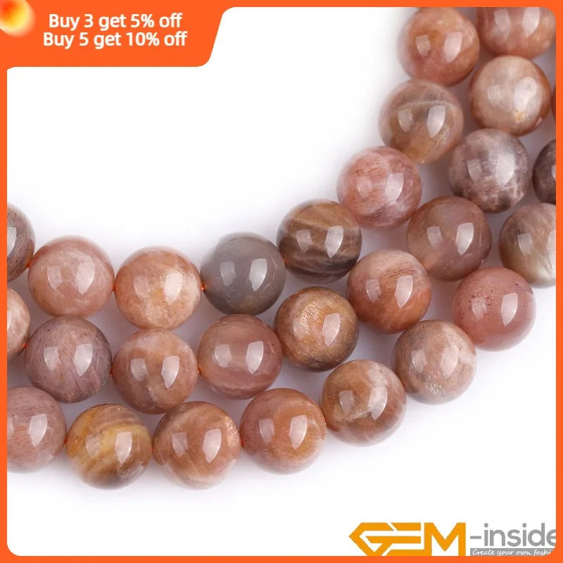 4/6/8/10mm Brown Natural Stone Sunstone Round Polished Chakra Beads For Making Jewelry DIY Adult Lot Bulk 15inch