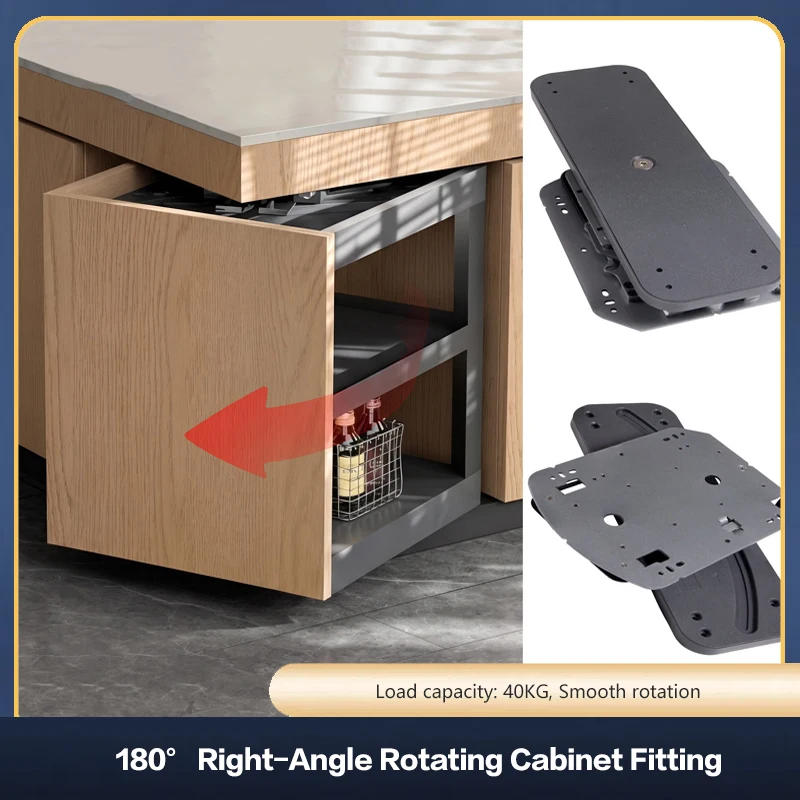 Premium Heavy Duty 180 Degree Hidden Damping Rotary Corner Cabinet Hardware Kit With Smooth Slide Track For Wine Storage