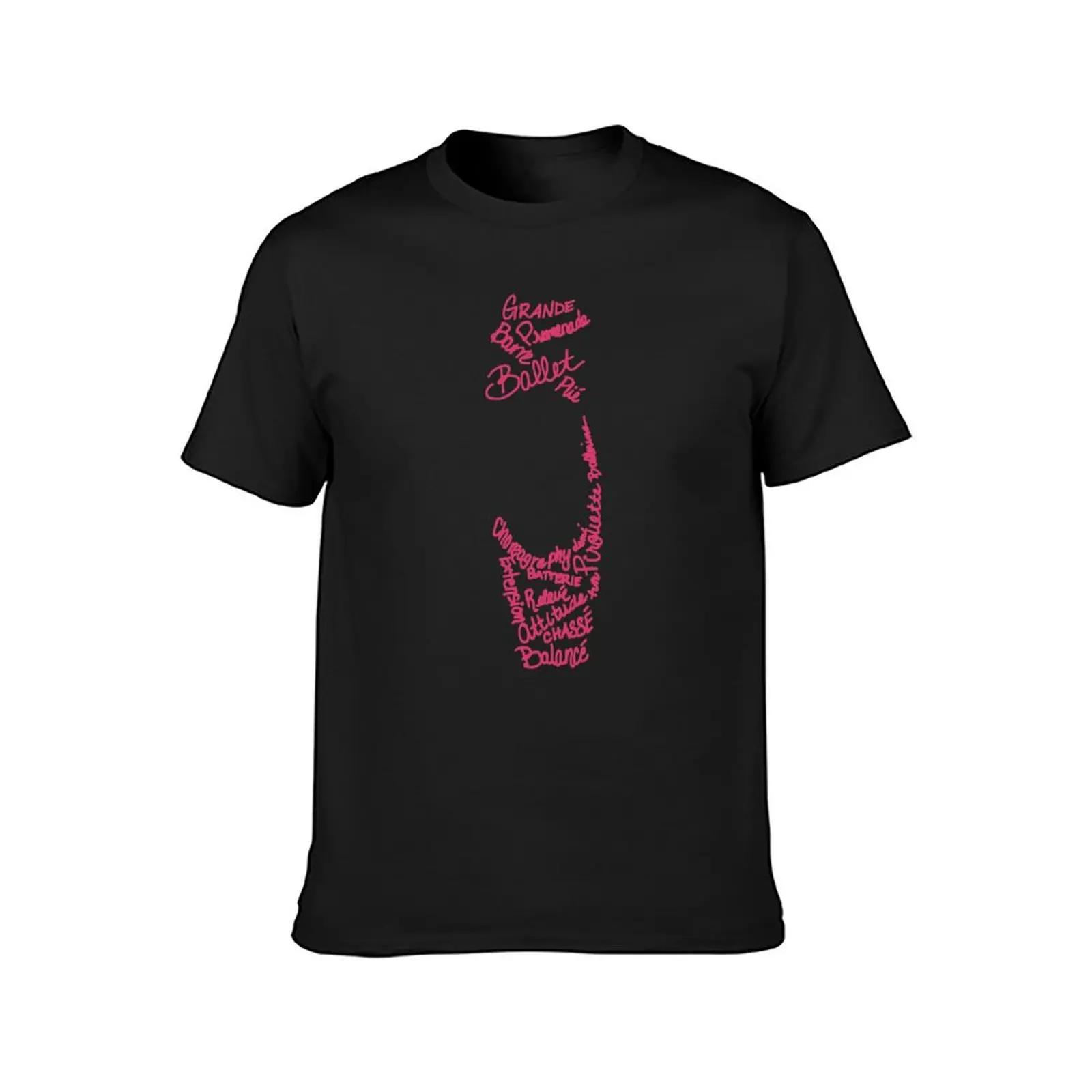 Roze Ballet Pointe Schoen Silhouet Gevuld Term Woorden T-Shirt Sneldrogende Esthetische Kleding Oversized T-Shirts Voor Mannen