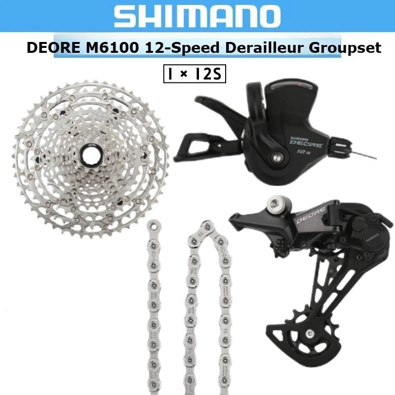 

Комплект трансмиссии SHIMANO DEORE M6100 для велосипеда, 12 скоростей: переключатель, цепь, кассета, для MTB
