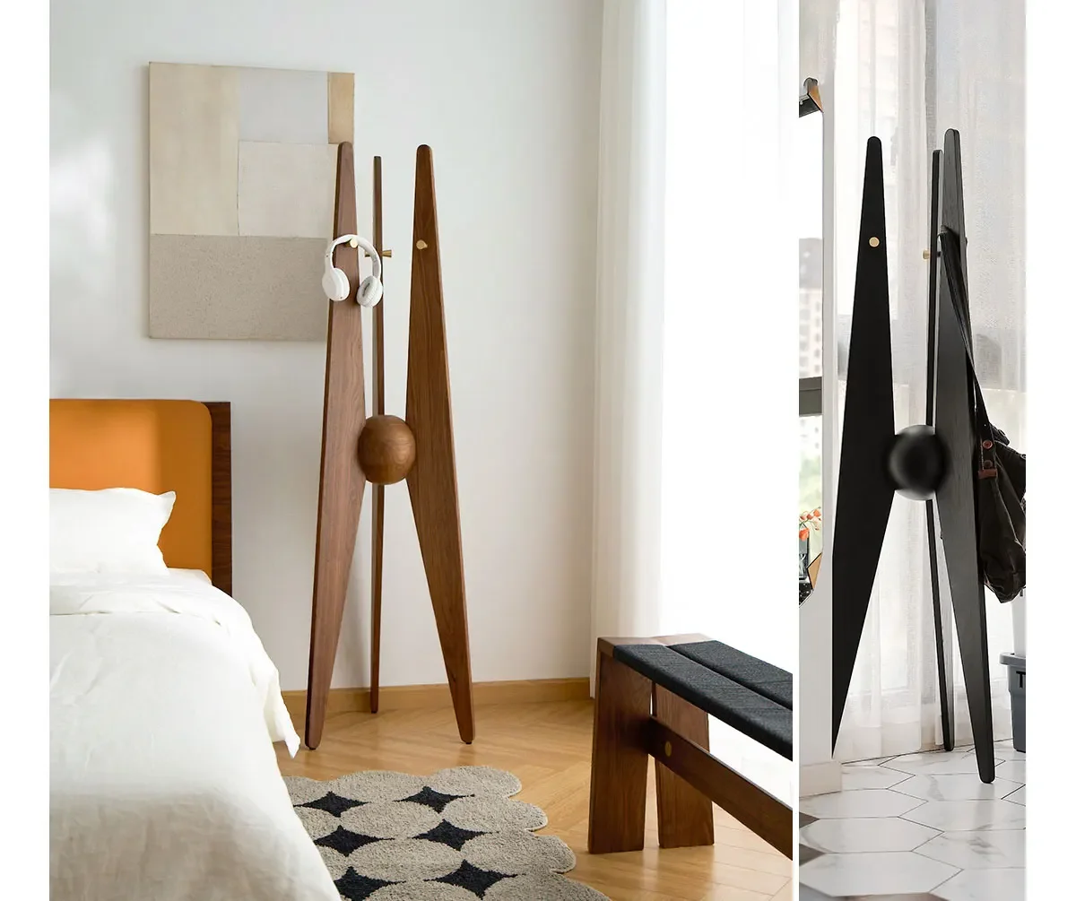 

yj21 Hanger North American black walnut hanger designer all solid wood bedroom coat rack
