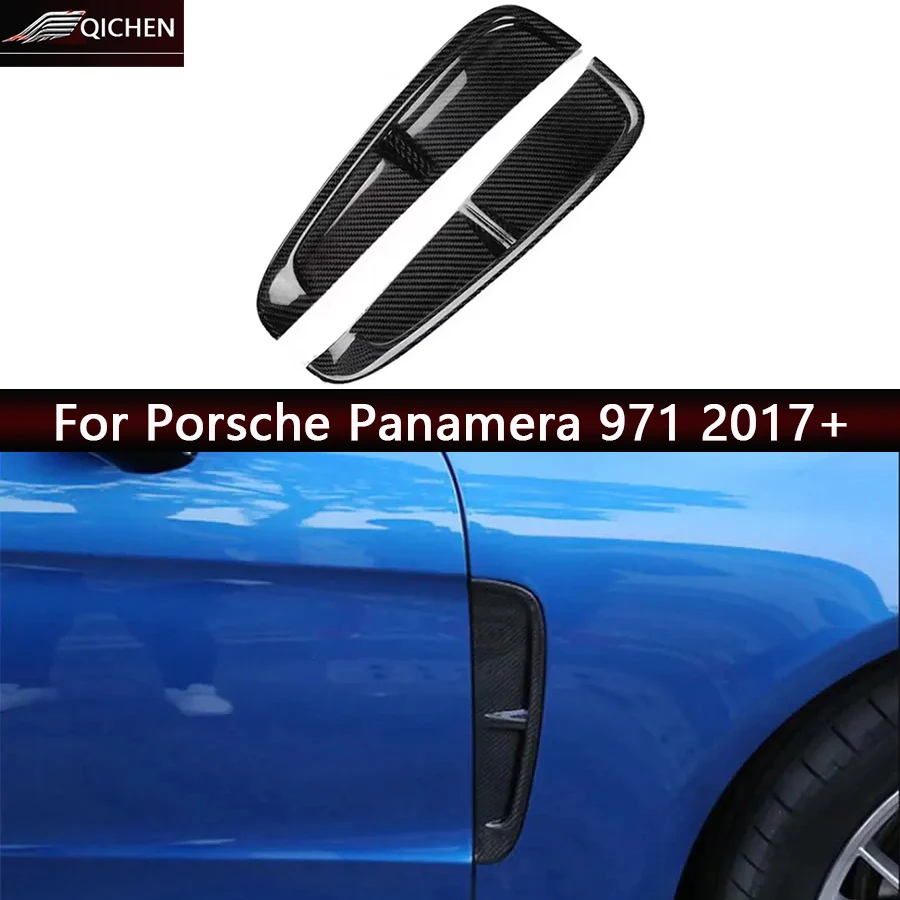 

For Porsche Panamera 971 2017+ Carbon Fiber 2PC Set Auto Fender Side Air Vent Side wind knife Outlet Cover Upgrade body kit
