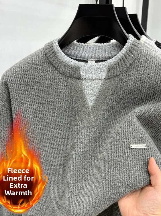 

Мужской модный повседневный вязаный свитер Long Sve, термоосновной слой, искусственный двухсекционный мягкий полиэстер, зимний теплый