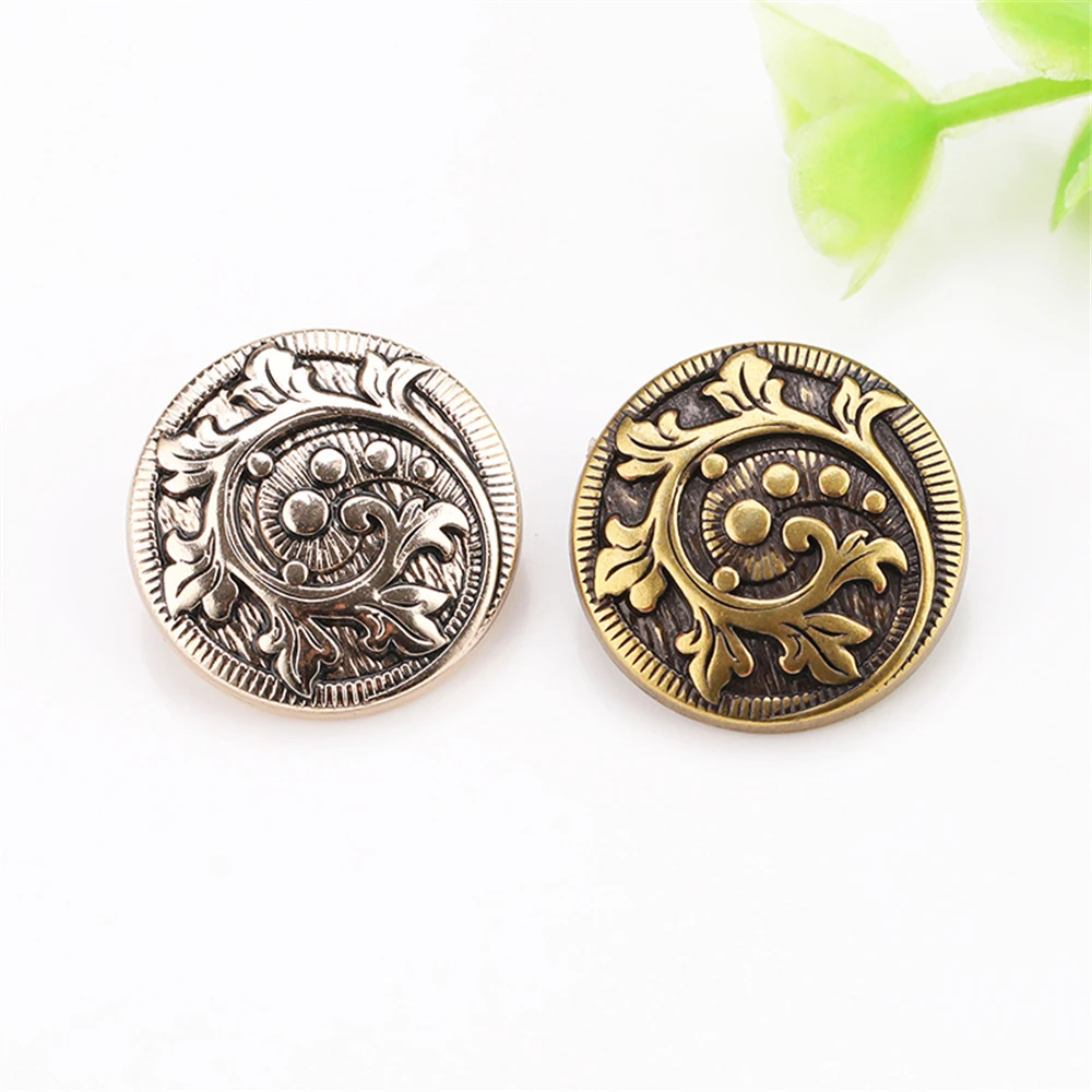 

10pcs 1.5/2.25cm Vintage Floral Round Metal Buttons, Gold/Antique Gold Classic Sewing Buttons for Coats Shirts, DIY Accessories
