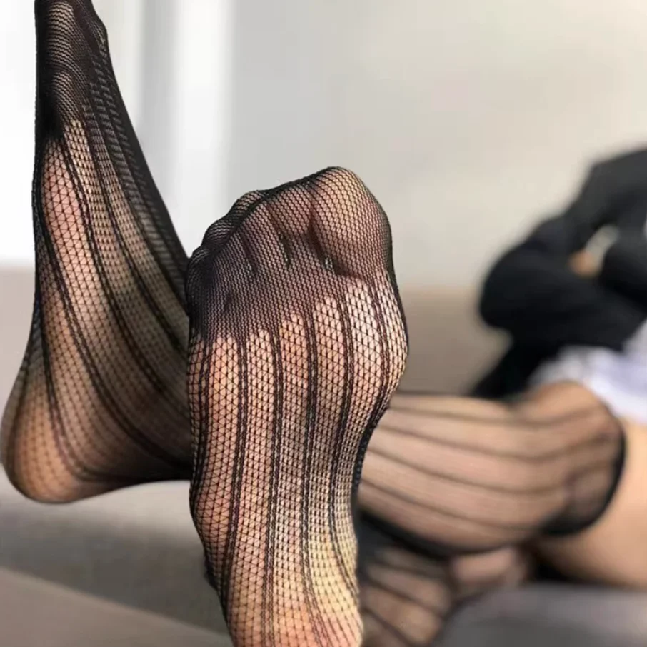 Casual Mesh Socks for Trend Men's Breathable Short Socks with Multiple Patterns Fashion Underwear 2026 New Male Black Hosiery