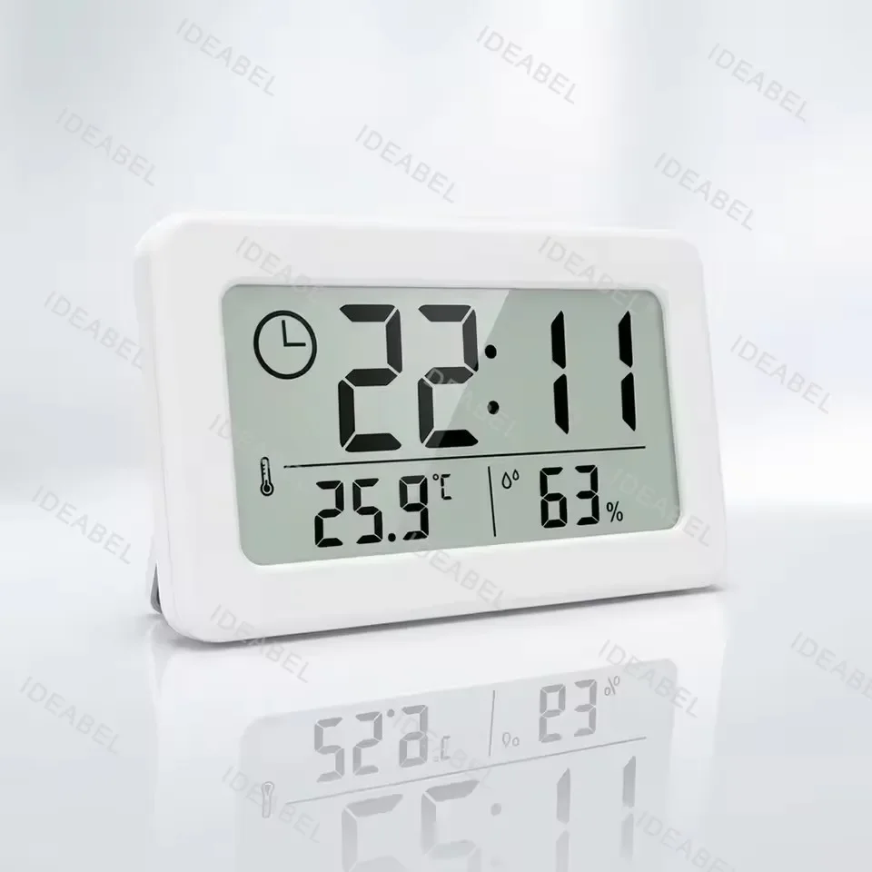 Mini Digital Clock Temperature Humidity Portable Watch Clock Thermometer Hygrometer 12/24 Hours Battery Powered Clock Home Table