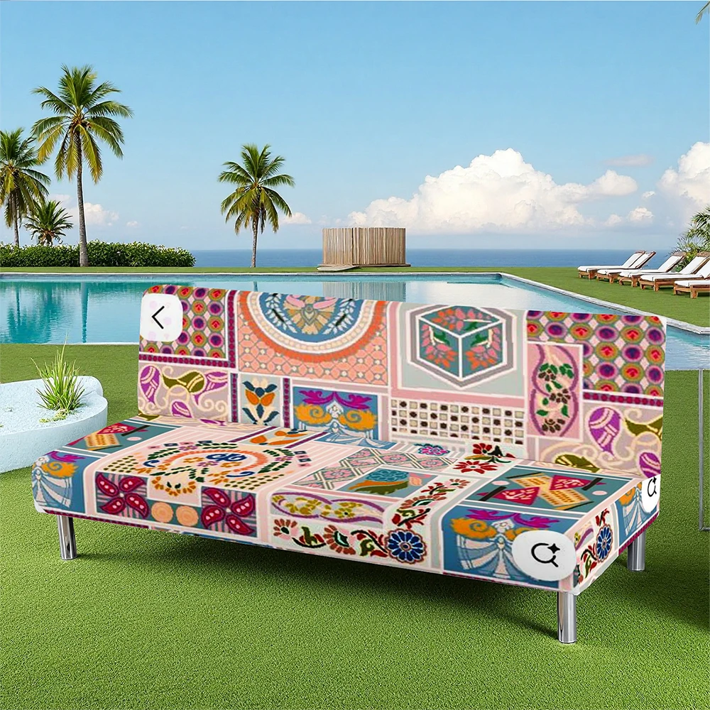 Bohemian Patterned Milk Silk Summer Outdoor Sofa Bed Cover, Pet - Friendly, Washable Without Deformation, Odo