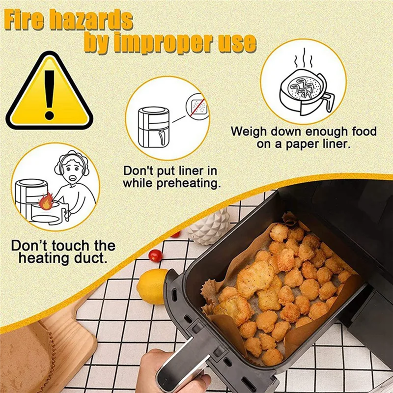 -MEOF 200 Pcs Foodi Airfryer Kitchen Cooking Accessories Rectangular Air Fryer Paper Special Disposable Bakeware For Ninja