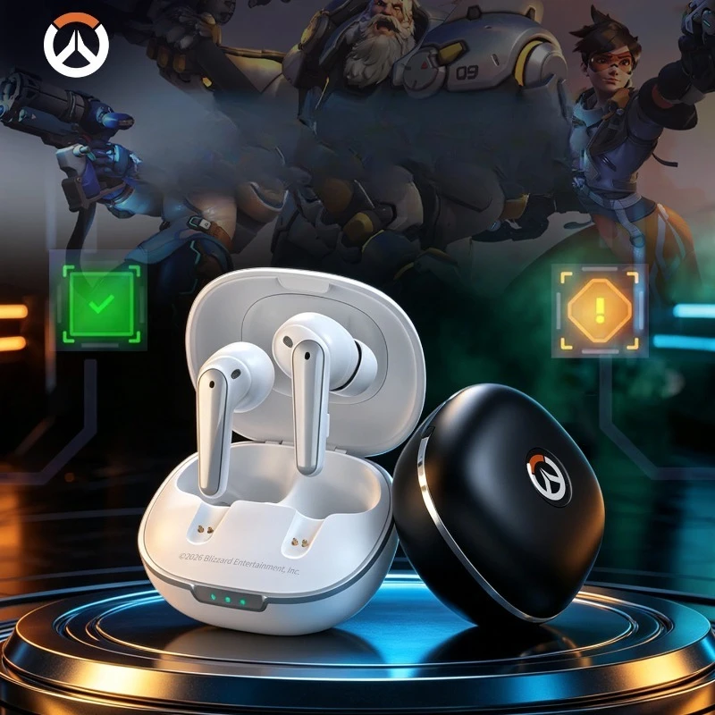 [Official]Game Overwatch Earbuds ANC Noise Cancelling Wireless Bluetooth 5.3 Headphones Cosplay Gifts for Running Gym Office
