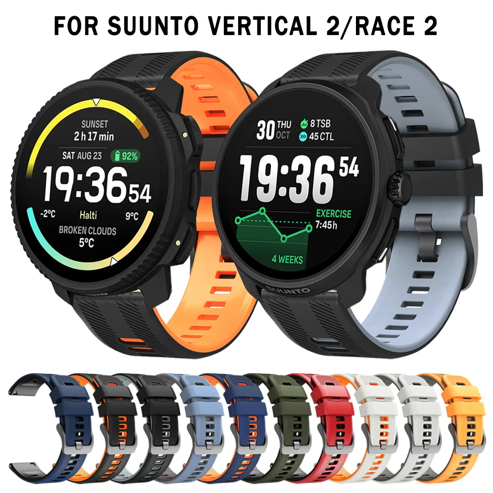 22mm Silicone Strap For SUUNTO RACE 2 S/VERTICAL 2 Watchband For SUUNTO 5 9 PEAK PRO DLC OCEAN RUN Sports Bracelet Accessories