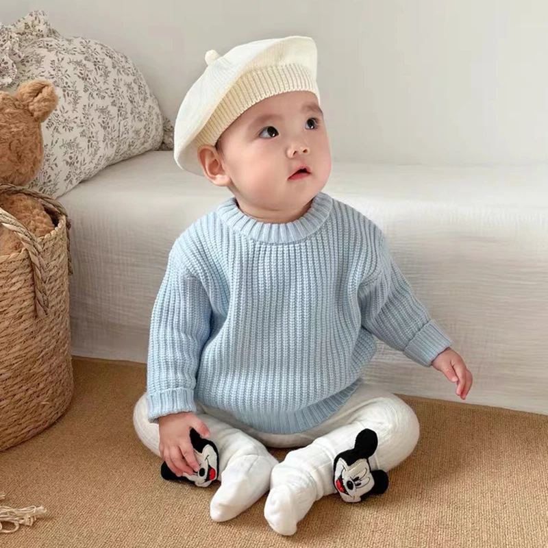 Lässige Strickpullover für Jungen und Mädchen, grob gestrickter Babypullover, lässiger Kinder-Pullover, Zopfstrickpullover für Jungen und Mädchen