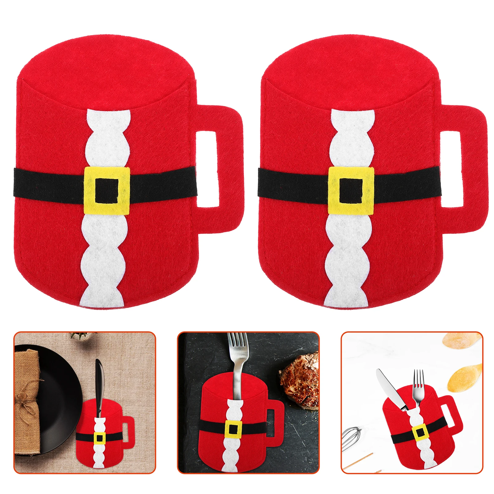 

4 Pcs Cutlery Bag Pouch Case Holder for Party Camping Portable Festival Bags Red Adorable Wedding Travel