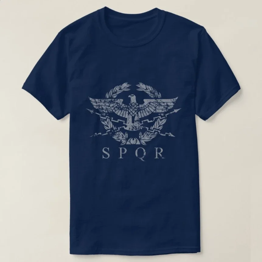 خمر المتعثرة SPQR الإمبراطورية الرومانية شعار تي شيرت 100% القطن س الرقبة قصيرة الأكمام عادية قميص رجالي حجم S-3XL