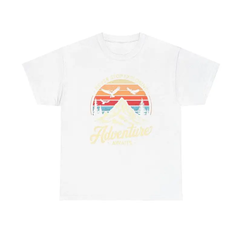 

Never Stop Exploring Adventure Awaits Heavy Cotton T Shirt