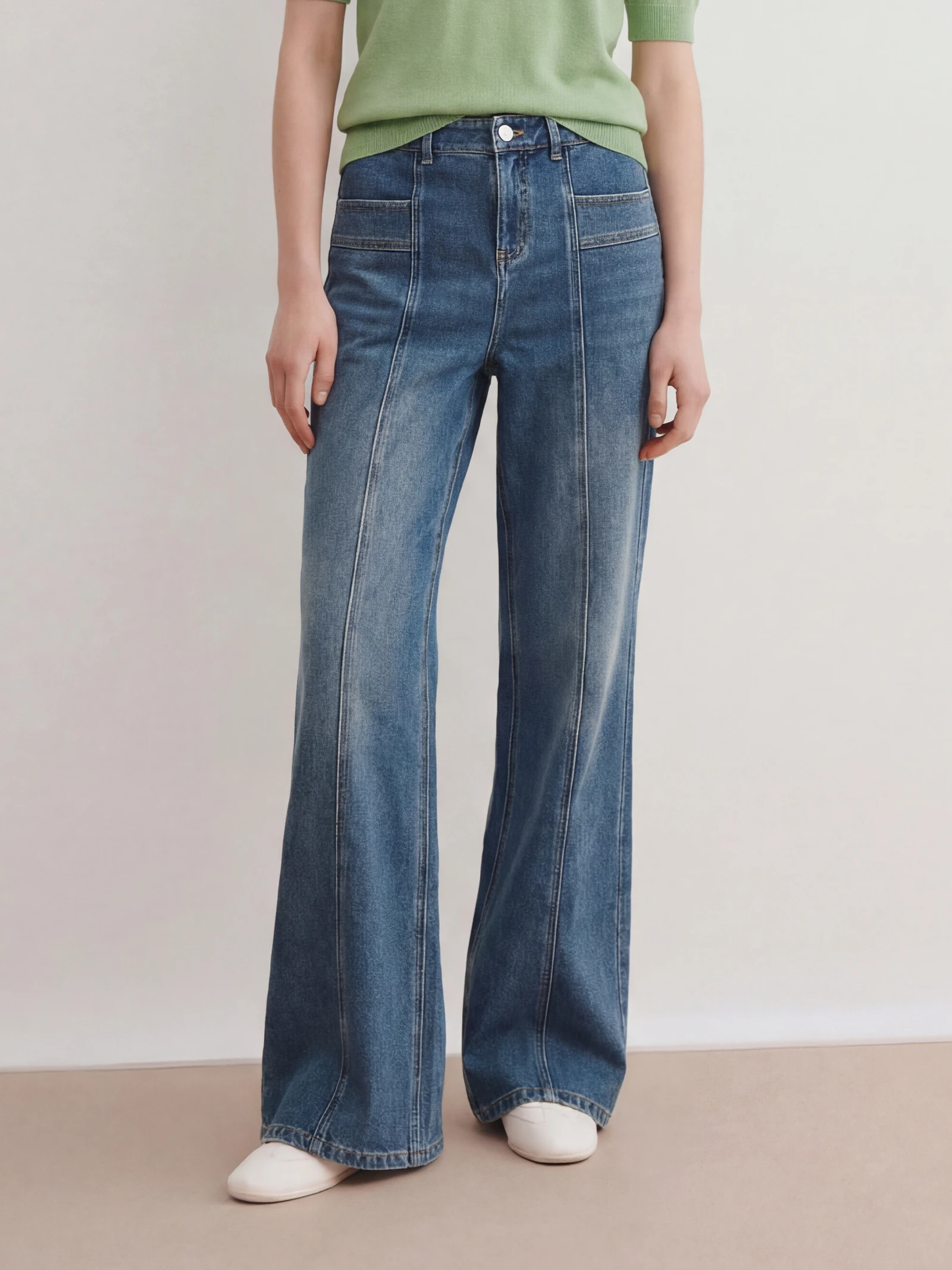 

Джинсы женские из стираного хлопка с высокой талией, прямые, широкие, облегающие, в корейском стиле, повседневные, цвета раннего утра, синие