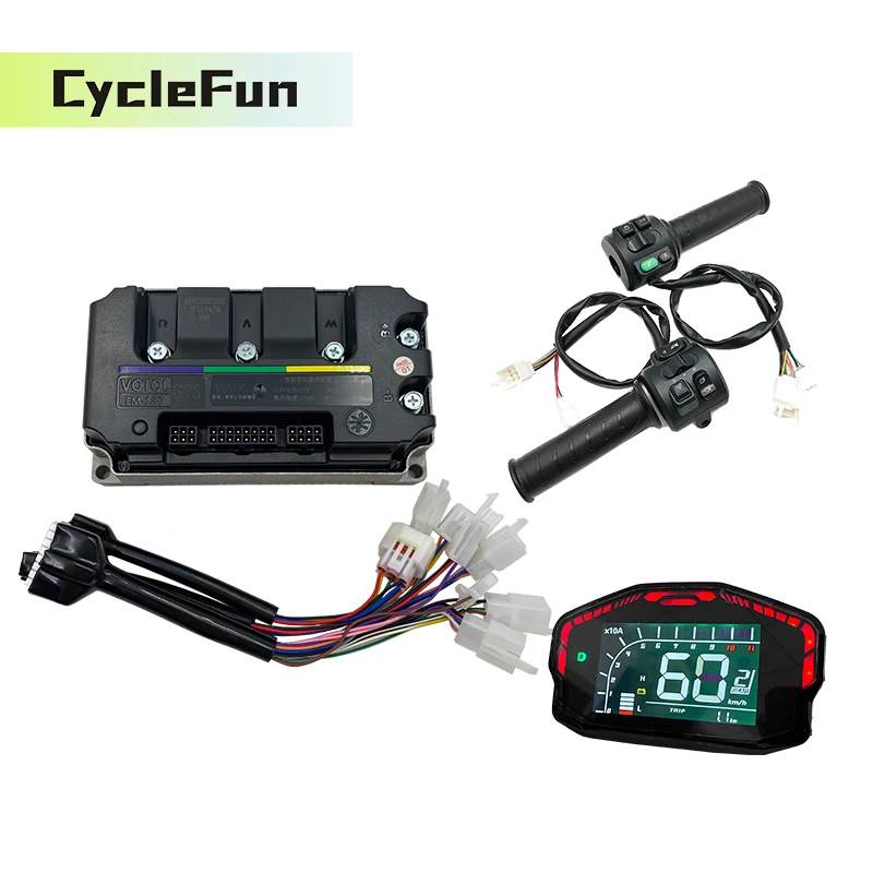 

Votol EM180 GTS DC Brushless Hall Controller Boost 250A with T08 Throttle & DKD Display for Electric Motorcycle