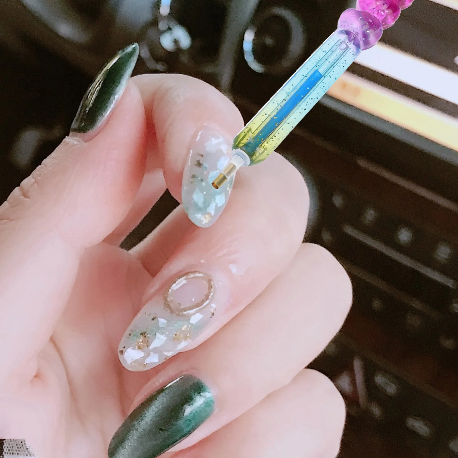 

4Pcs Point Drill Pen Lightweight Plastic ABS Tools for Nail Art Manicure Gem Bead Picking Reusable Practical Gifts