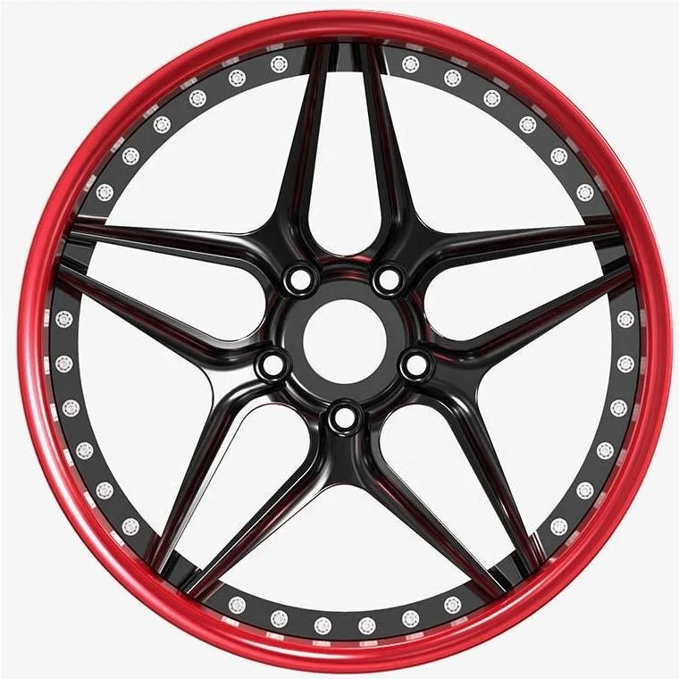 Custom 2 piece brushed red lip forged car alloy rim 16-26 inch 5x100 5x114.3 5x120 deep lip wheel for Land Rover BMW Lexus