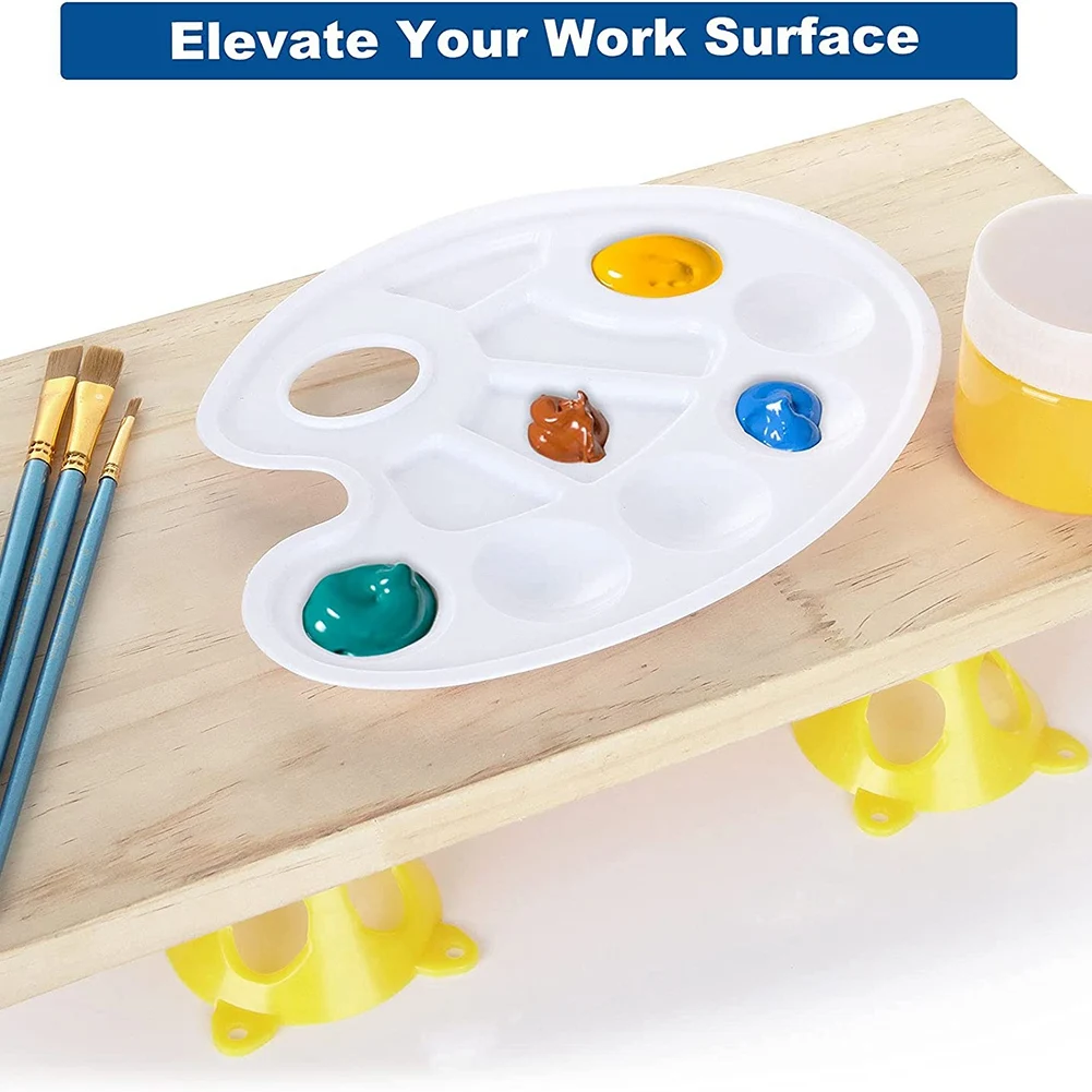 A55F-50 PCS Yellow Cone Canvas And Cabinet Door Risers, 3.5Inch X 2Inch Pyramid Stands, Acrylic Painting Support Stands