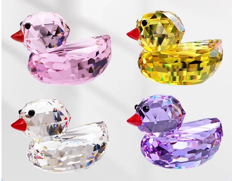 Luxury Style Yellow Duck Crystal Decoration Crafts Office  Creative Decoration Festival Decoration Gift white purple pink animal