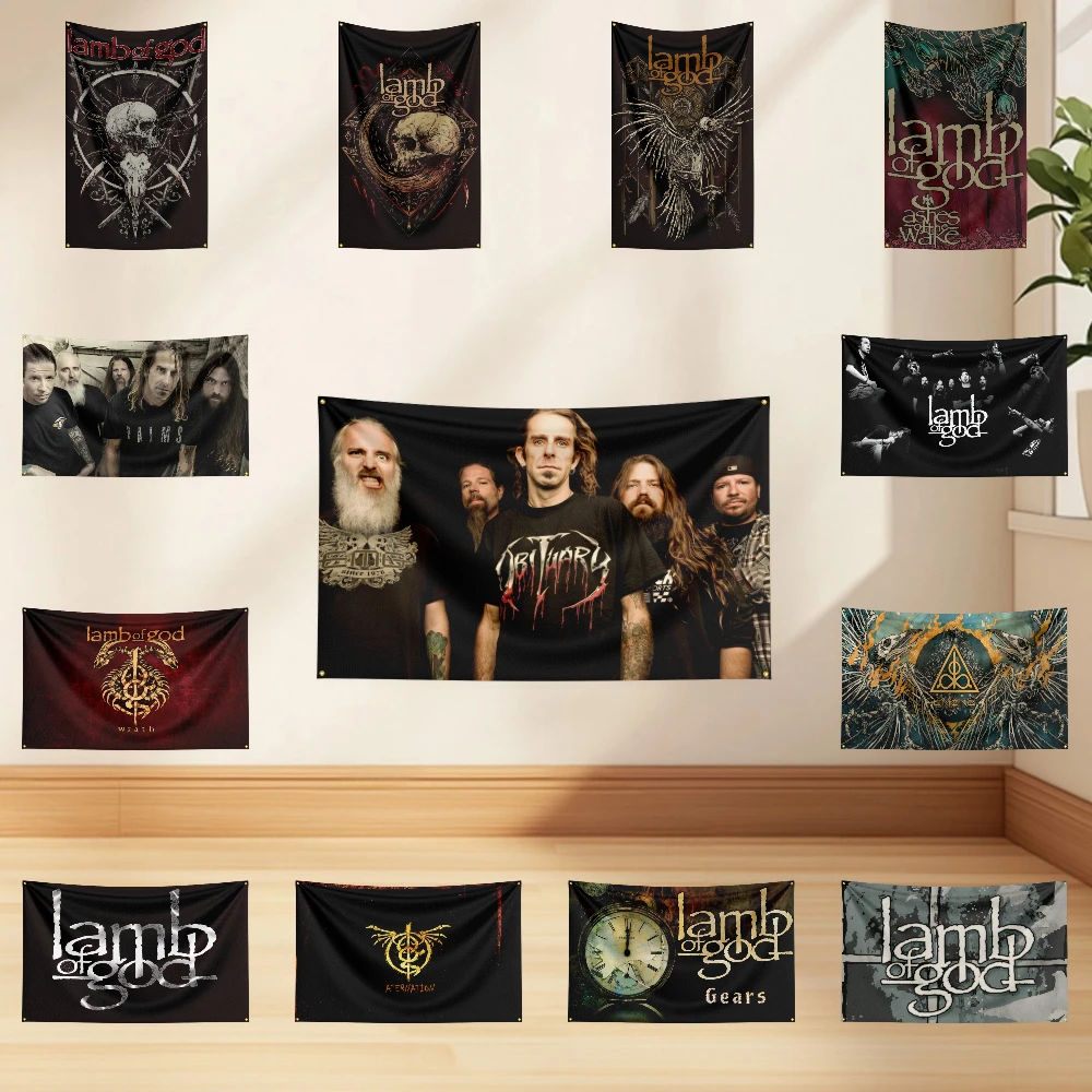 3x5ft L-La-m-b Of God Flag Professional Flag Polyester Digital Printing Flagge Banner For Decoration Garage Room Home