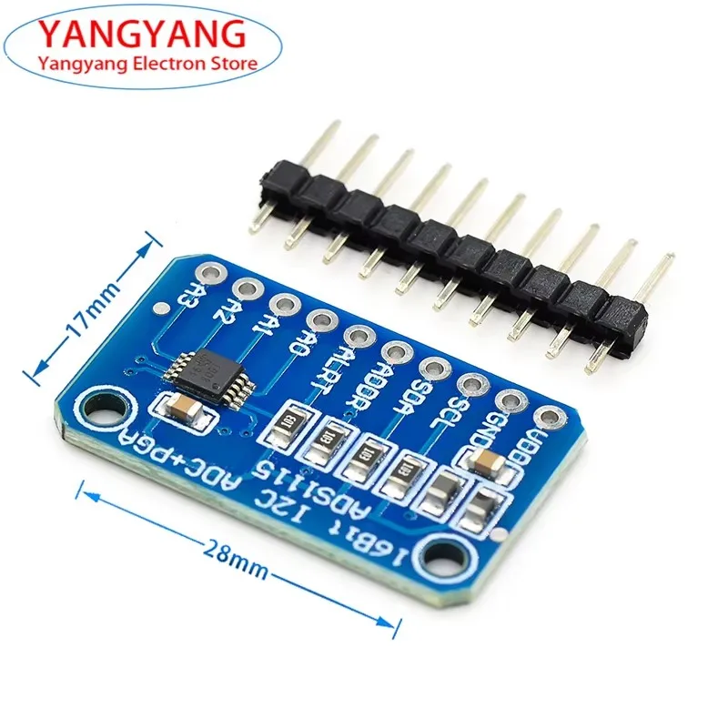 ADS1115 Ultra-Compact 16-Bit I2C Precision Analog-to-Digital Converter ADC Development Board Module 4Channel With Gain Amplifier