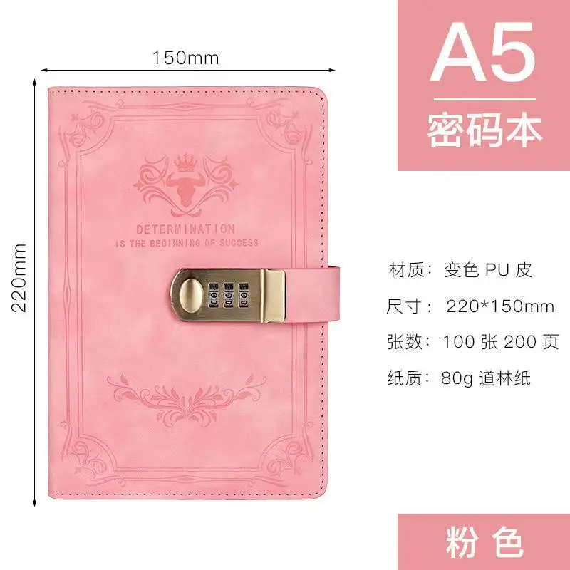 Password Notebook with Lock Notebook Stationery Notepad For School Office Supplies A5 Daily Weekly Planner Agenda Notebook
