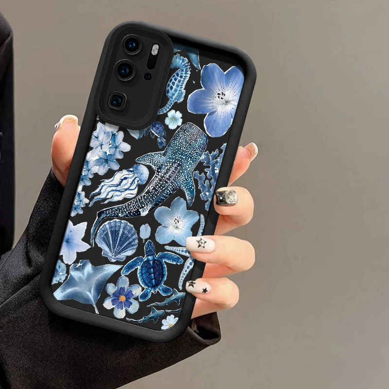 حافظة لهاتف هواوي P50 Pro P Smart Pro Y9 Prime 2019 Y7A Y9S P40 Lite 5G P30 P20 غطاء حوت السلحفاة البحرية