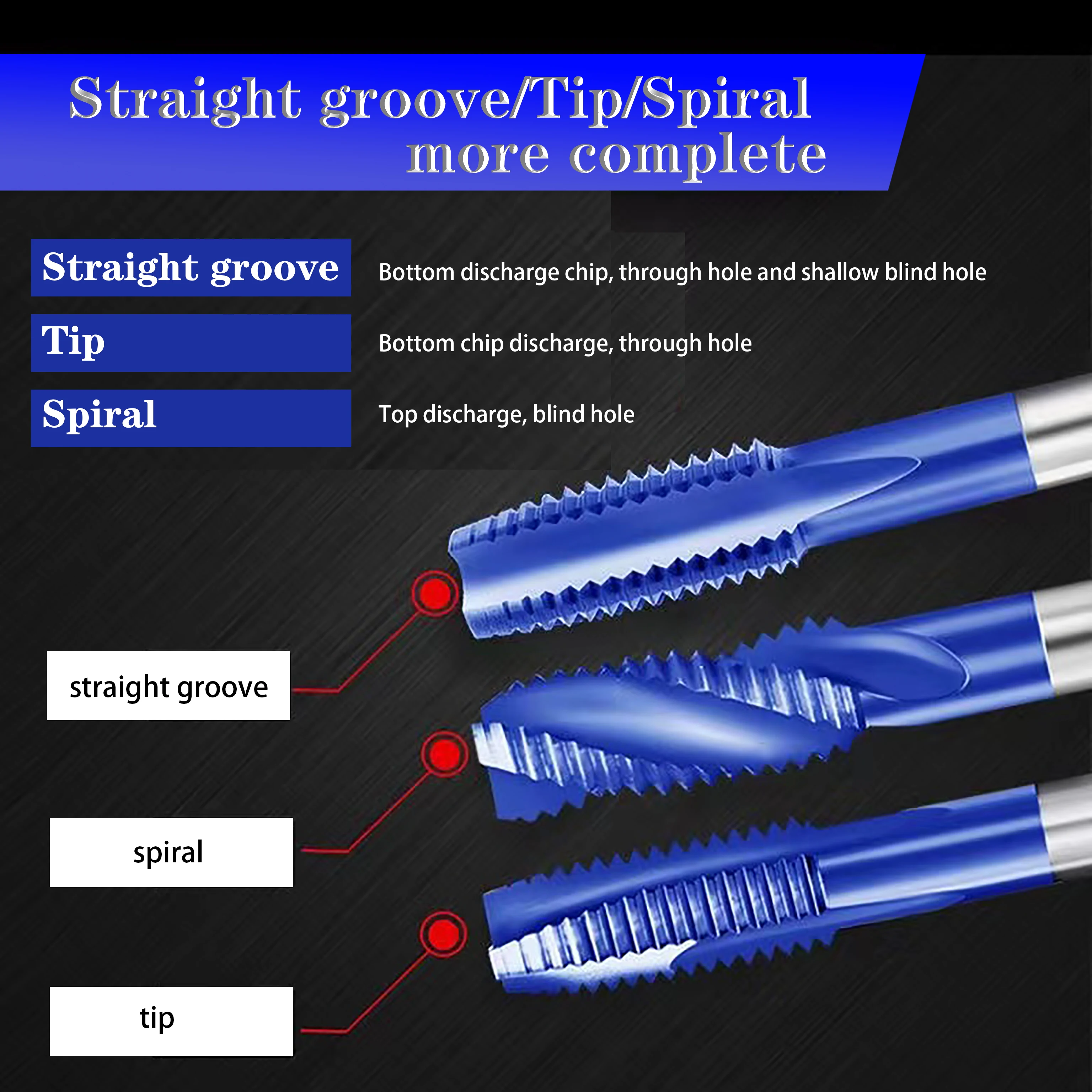 Gerader Schlitz/Spitze/Spiral gewinde bohrer mit Kobalt für m35 nano blaue Metall bearbeitungs werkzeuge für m1.5-m24 cnc Werkzeug maschinen