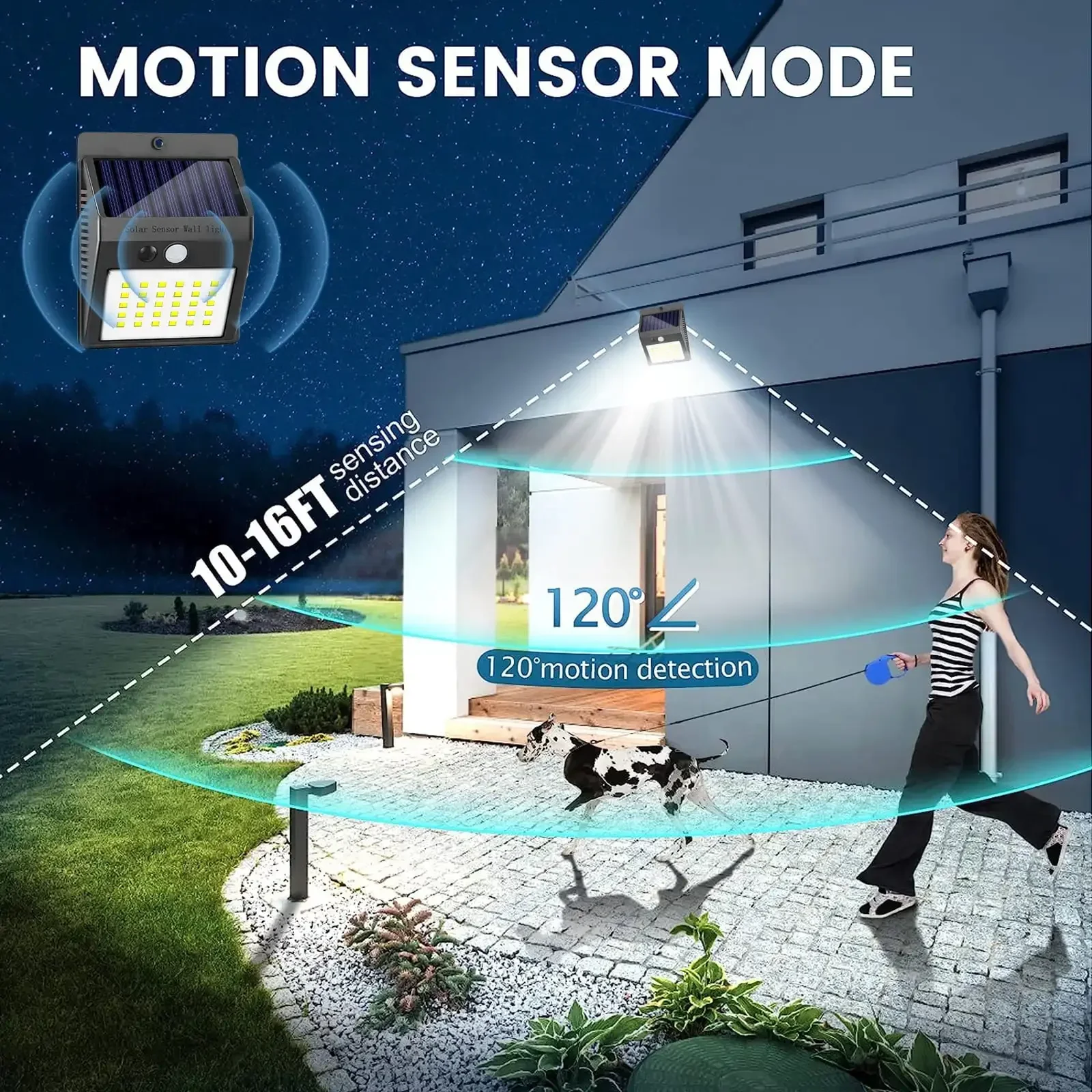 8 Pack IP45 Waterproof Solar Outdoor Lights-Waterproof Motion Sensor Wireless Security Lights for Garden,Fence,Yard,Patio,Garage