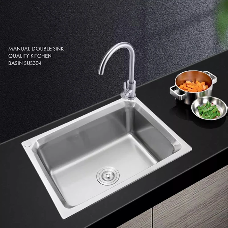 304 Stainless Steel Sink Small Single Slot Package Integrated Stretching Dishwashing and Vegetable Washing Basin Kitchen Sink