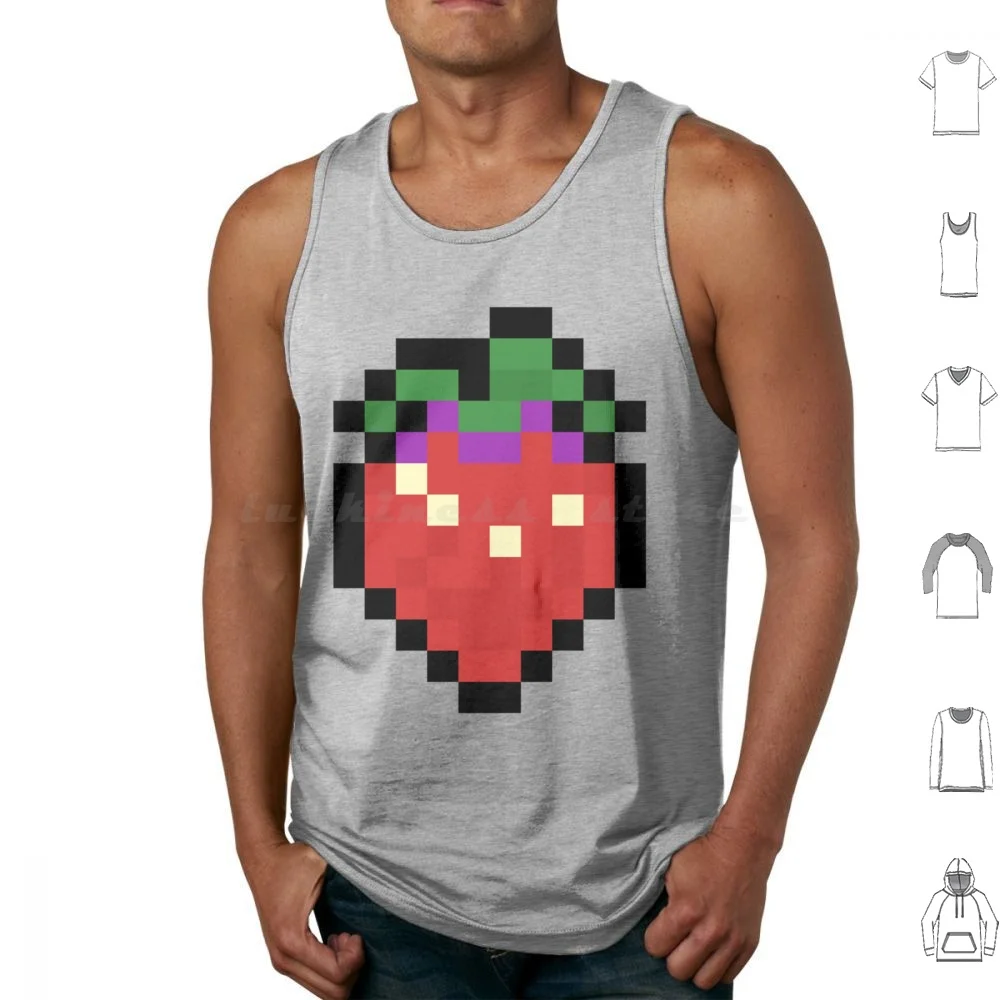 Celeste-Strawberry Sprite Camisetas sin mangas Estampado Algodón Celeste Madeline Juego Videojuego Strawberry Mountain Indie Platformer
