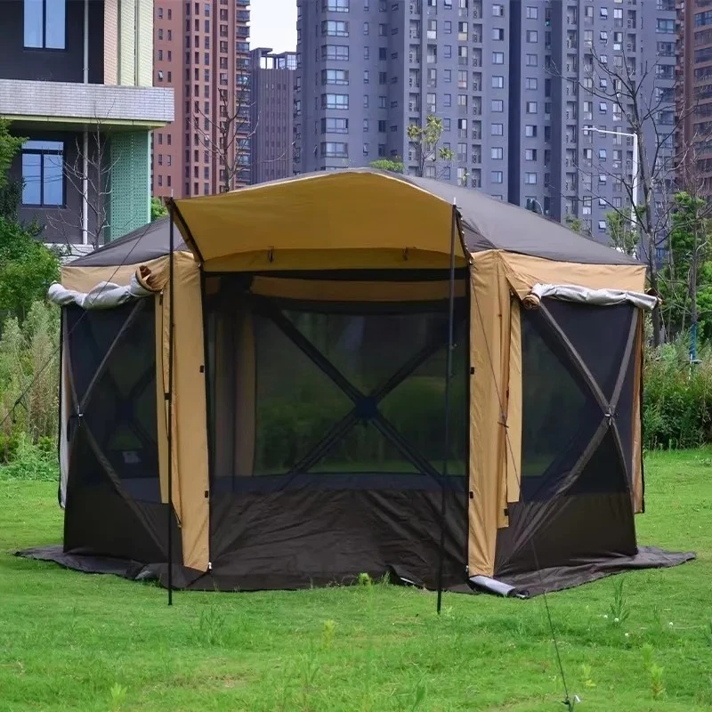 Customized 8-10 Person Luxury Four-Season Family Camping Tent 210D Oxford Fabric One Bedroom  High-End Waterproof Outdoor Design