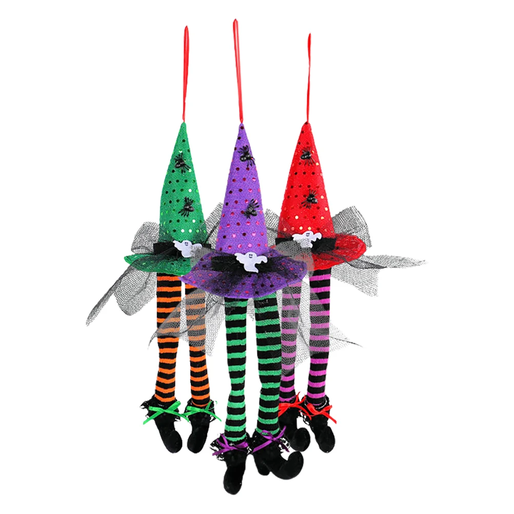 

3Pcs Halloween Witch Hat Long Legs Hanging Decorations Outdoor Door Ornament Witch Shoes Halloween Party Supply
