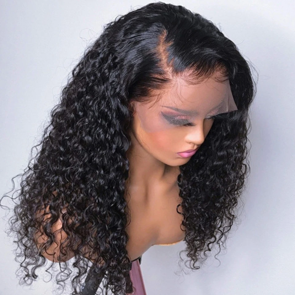 Soft Natural Black Color Glueless 26“Long 180Density Kinky Curly Lace Front Wig For Women With BabyHair Preplucked Daily Cosplay