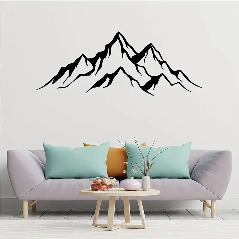 1pc Creative Vinyl Wall Sticker, Mountain Silhouette Print, Self-Adhesive Wall Sticker For Bedroom, Entryway, Living Room, Porch