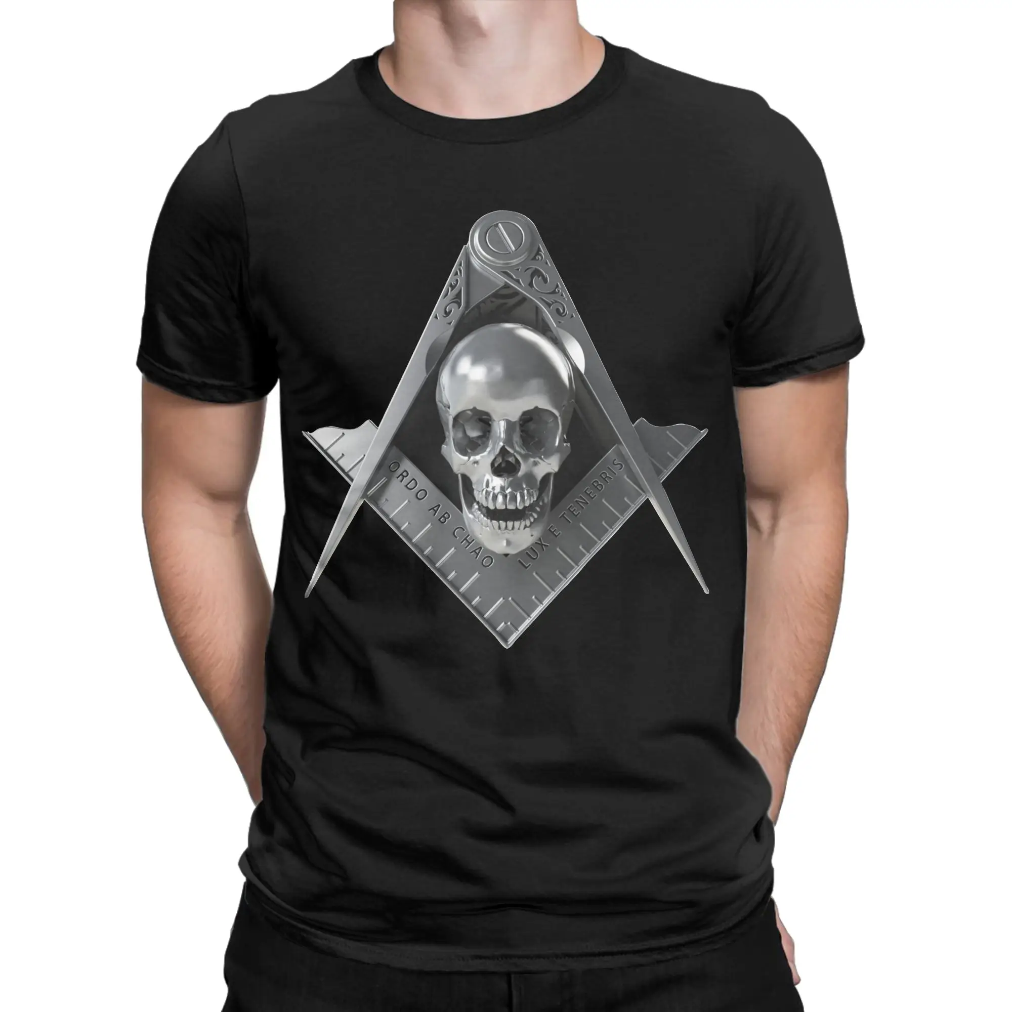 Novelty Freemason Compass Skull Widows Son Masonic T Shirt For Men Women O-neck Short Sleeve Tops Shirts  Cotton Summer Clothes