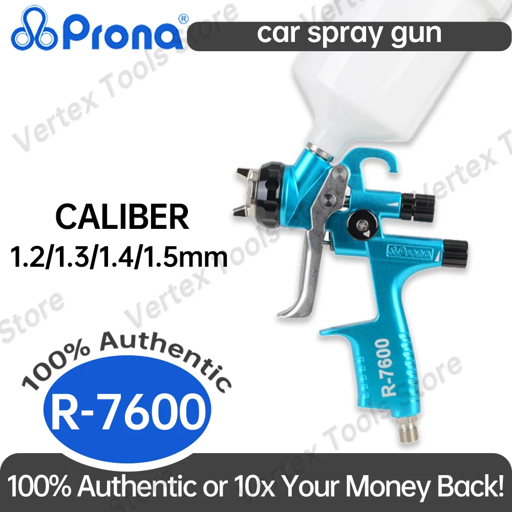 Prona R-7600 Gravity Feed Spray Gun High Atomization Finish Painting Airbrush for Car Body Repair Wood Furniture Industrial Use