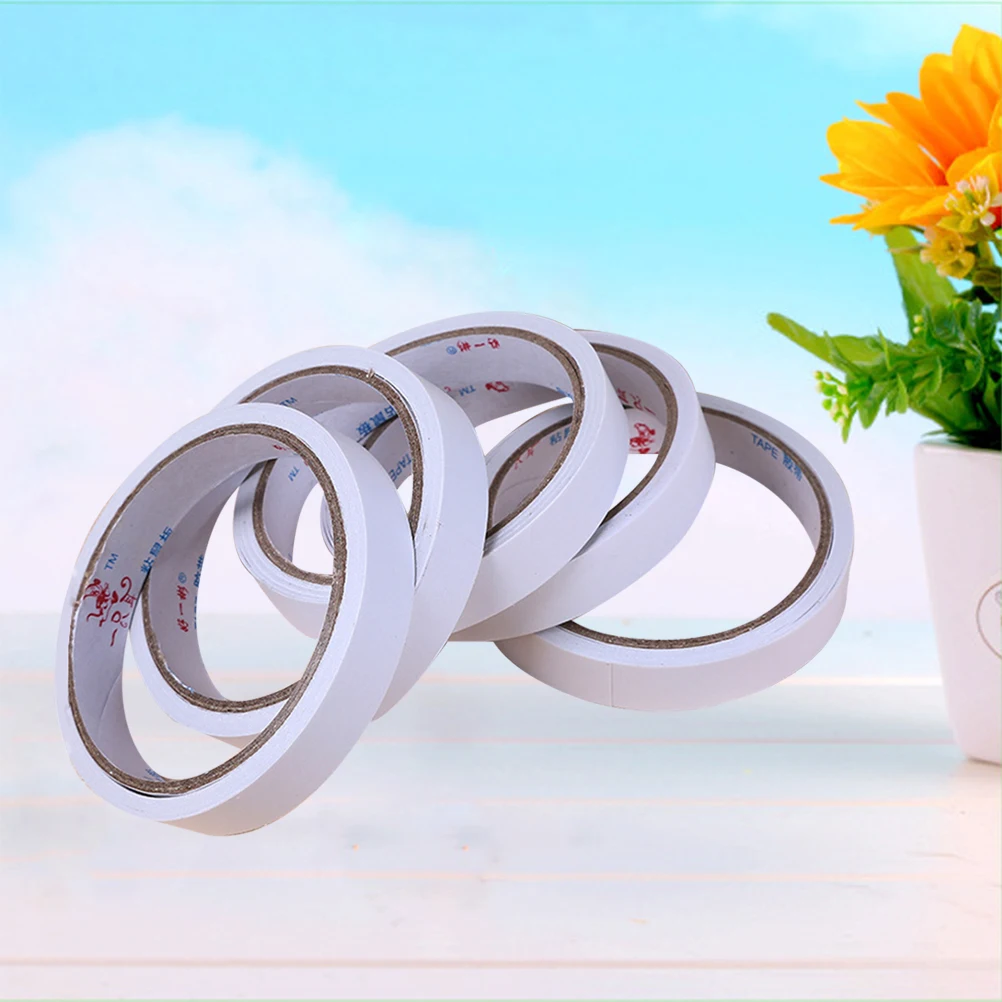 5Pcs Strong Adhesive Double Sided Tape Easy to Use Cut Tear Length Perfect for Crafts Office School Stationery
