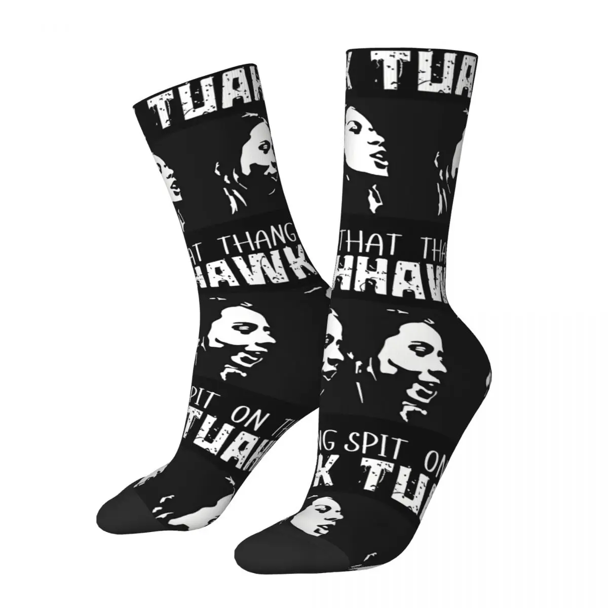 Funny Crazy compression Splendid Sock for Men Hip Hop Vintage HAWK TUAH Happy Seamless Pattern Printed Boys Crew Sock Novelty