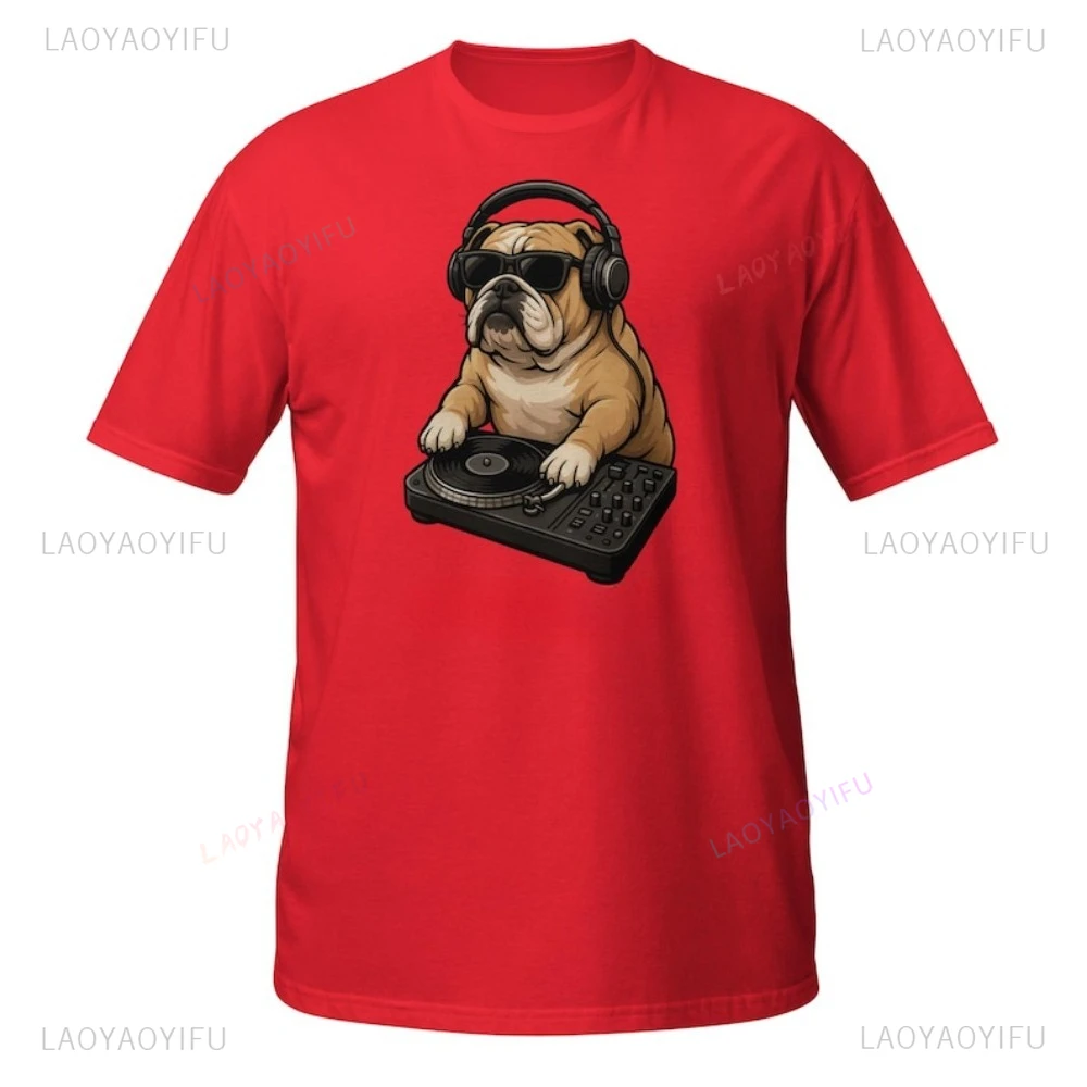 

Funny Cartoon Dog Graphic DJ T-shirt Cotton Casual Fashion Loose Harajuku Short-Sleeve Unisex T Shirt Y2K Breathe Comfort Tees