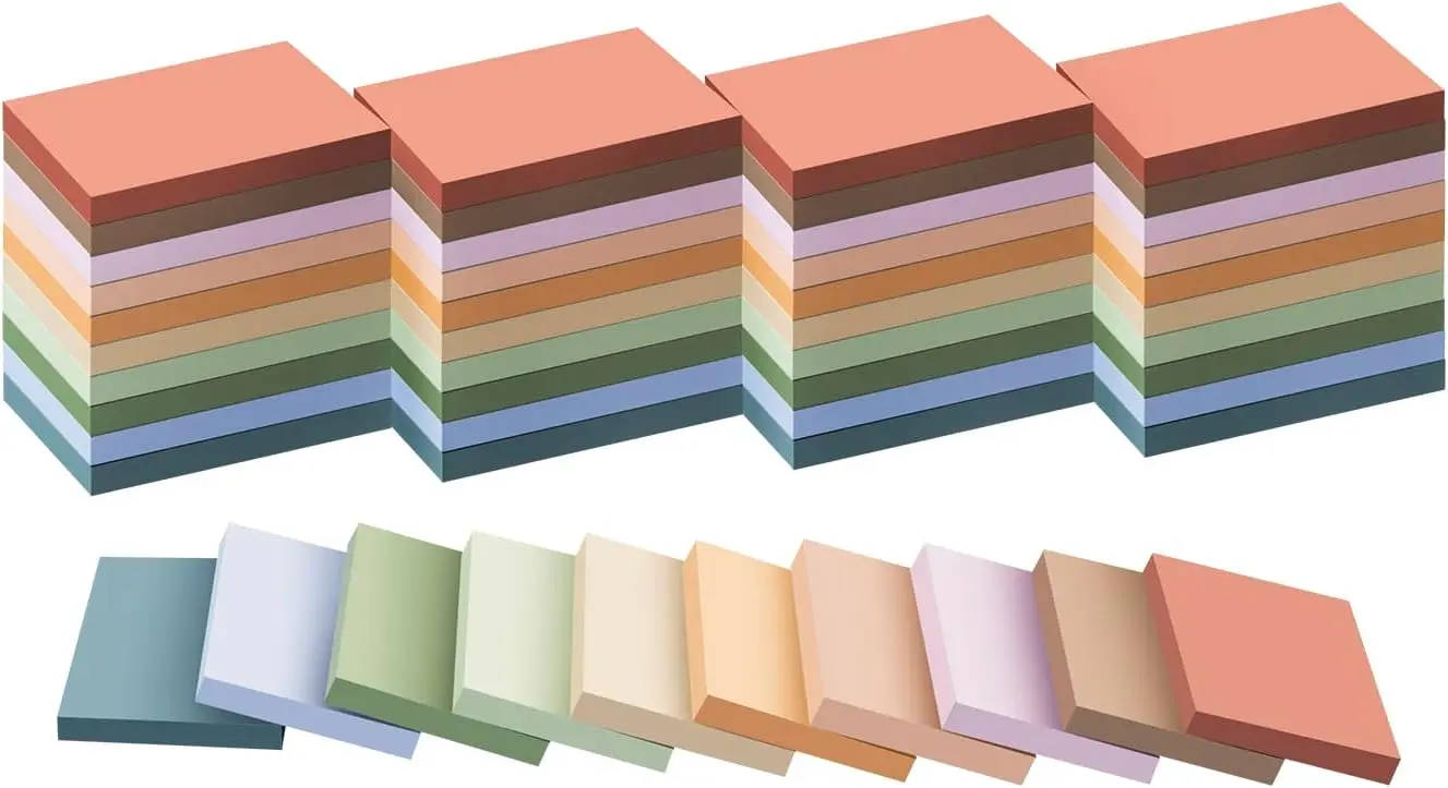 

Sticky Notes 1.5x2, Vintage 10 Colors Self-Stick Pads for Home Office Notebook
