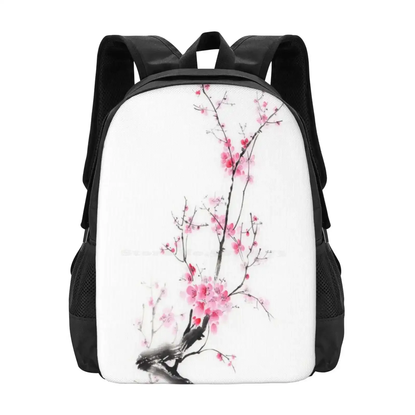 

Delicate Sakura Branch With Pink Blossoms Japanese Zen Sumi-E Painting On White Rice Paper Art Print Hot Sale Schoolbag