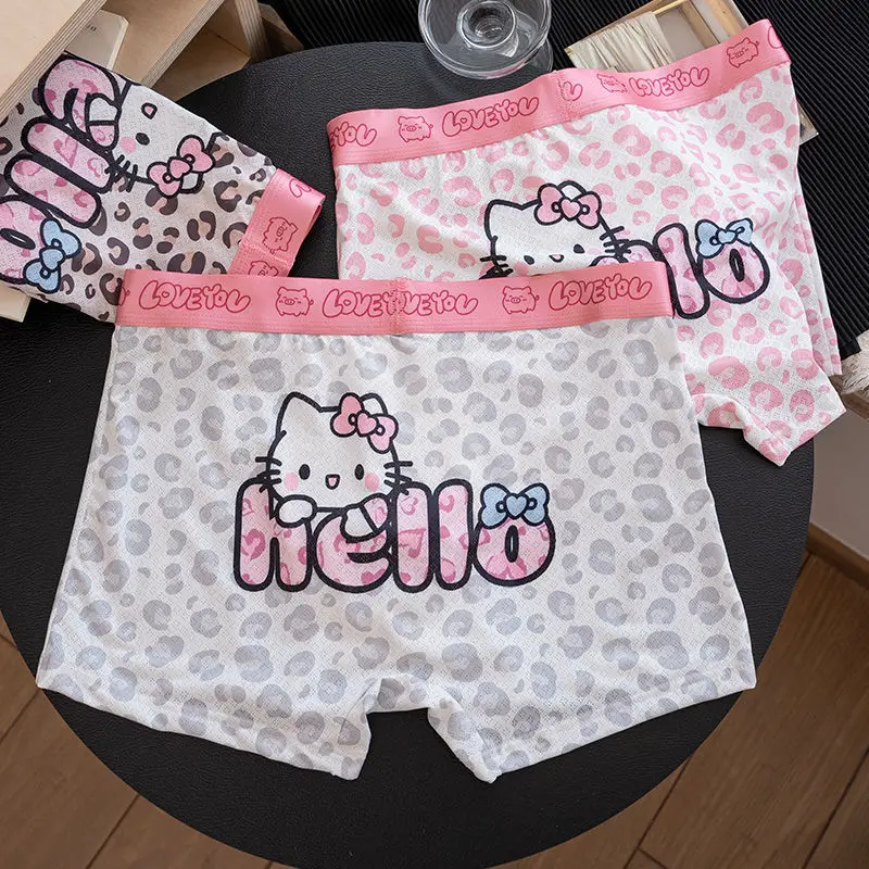 Sanrio Hello Kitty Mutande Cartoon Cute Men Stampa Boxer elasticizzati Slip accoglienti e morbidi con cavallo antibatterico Biancheria intima da grande libbra