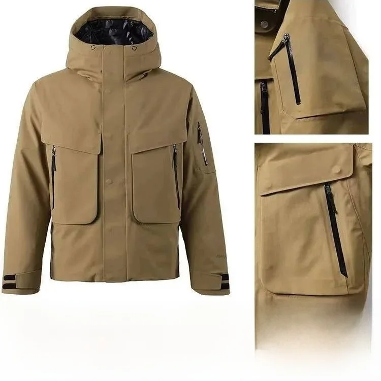 

High-End Men's down Jaet 90 White Du down Windproof Waterproof Zipper Hooded Fce Lined Thiened Outdoor Sle