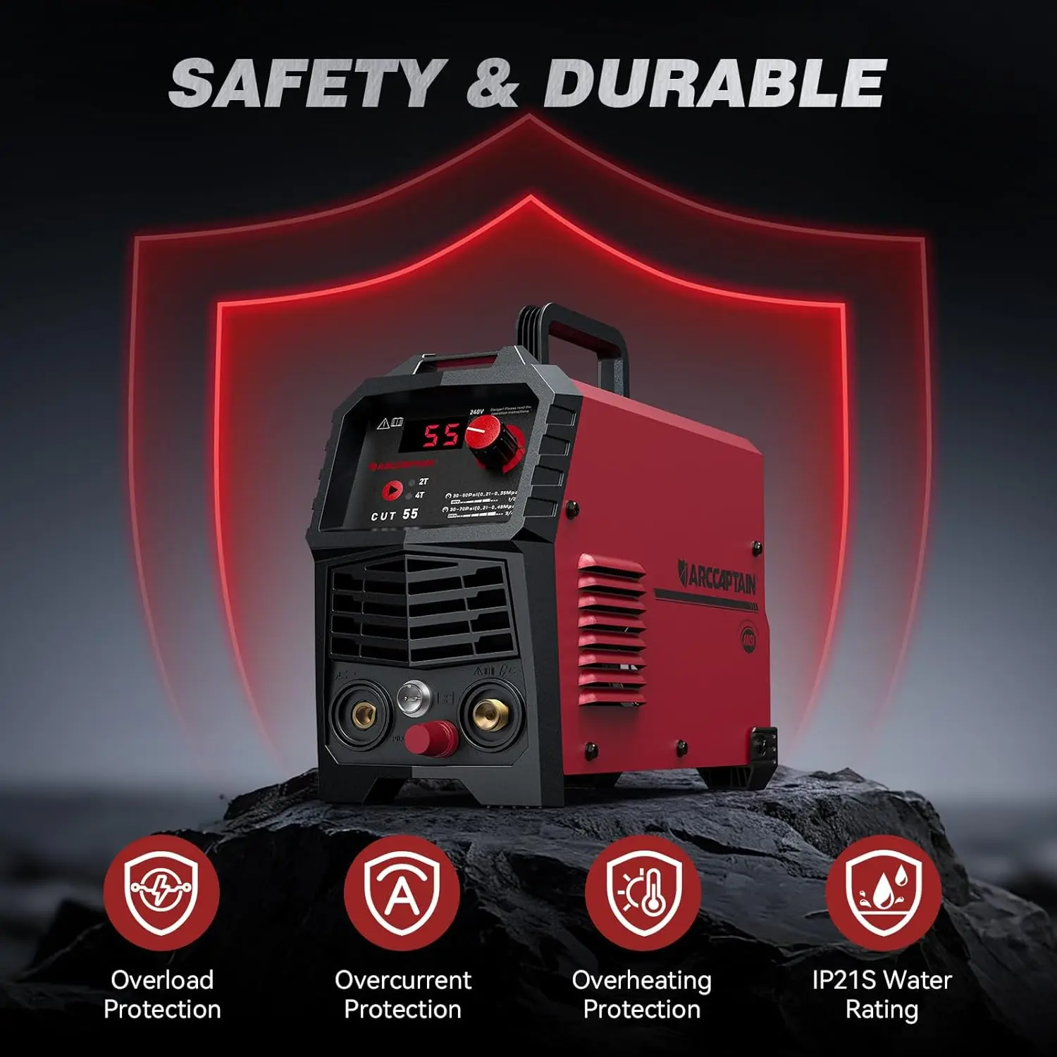 ARCCAPTAIN CUT55 Plasma Cutter 55A Non-Touch Pilot Arc CNC Ready IGBT Inverter 120V/240VDual Voltage 2T/4T Metal Cutting Machine